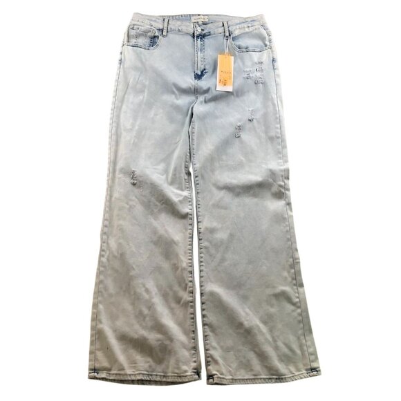 Risen Denim - NWT Risen Womens Brenna Jeans Size 3X Wide Leg Blue Denim Casual Classic Travel